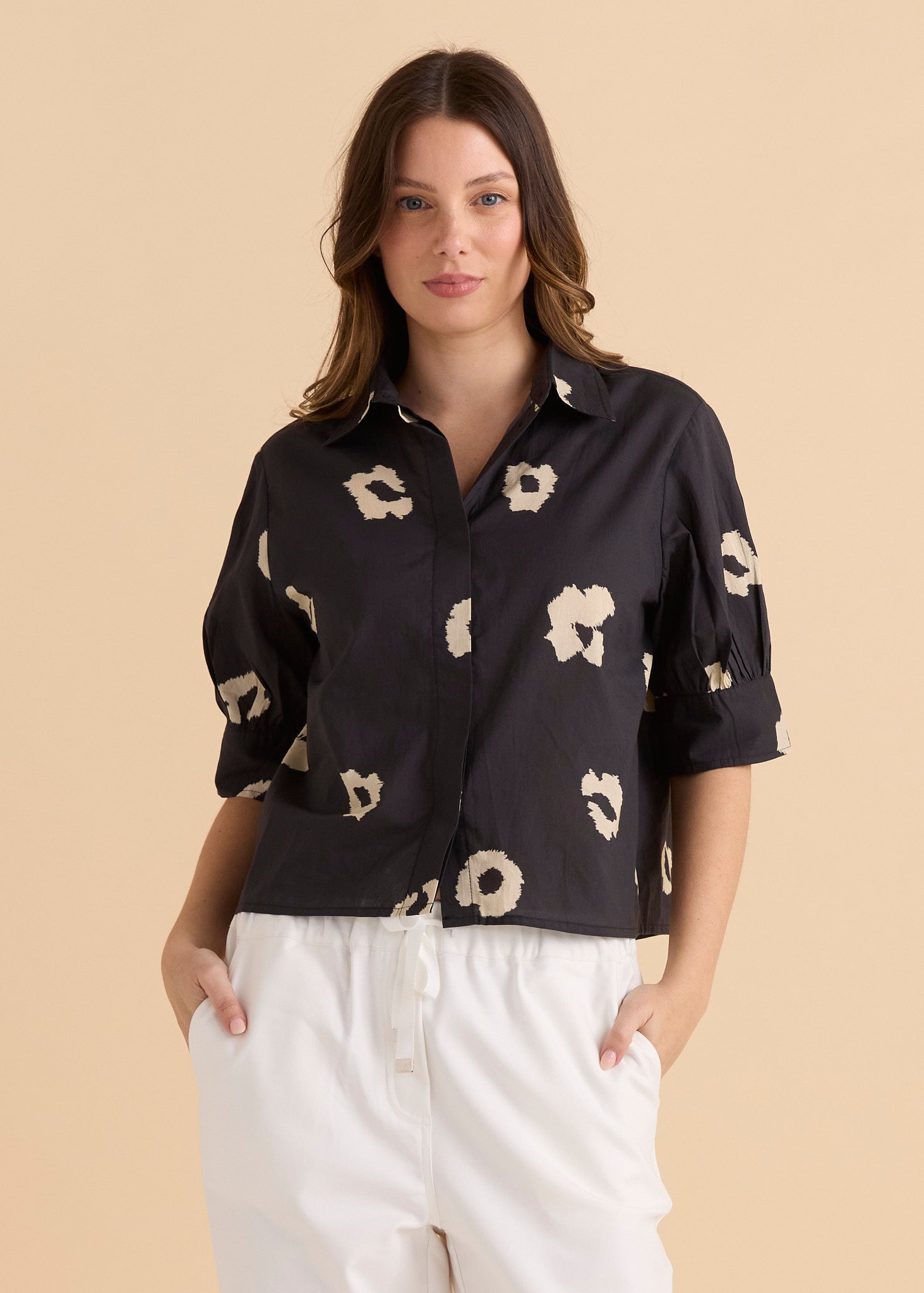 Reagan Poplin Shirt - Leopard Print