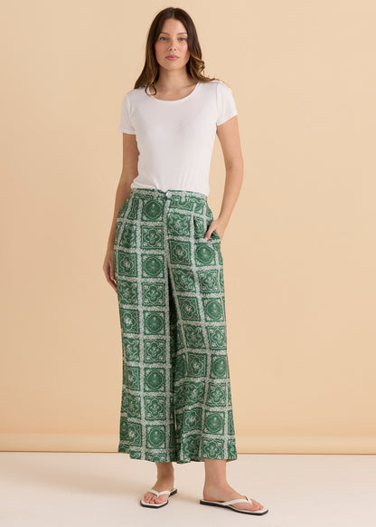 Pearl Palazzo Pant - Floral Tile Print