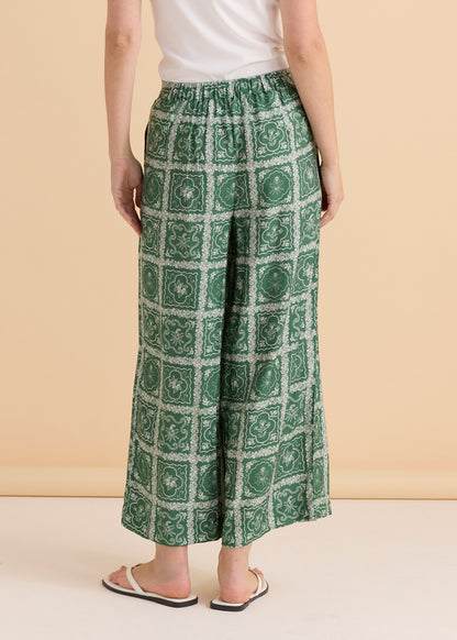 Pearl Palazzo Pant - Floral Tile Print