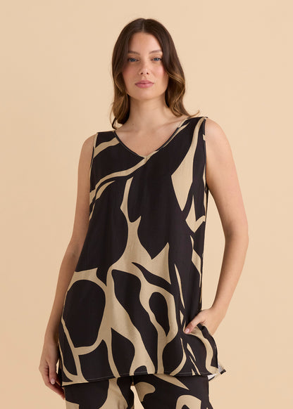 Lana Tunic Tank - Monochrome Floral