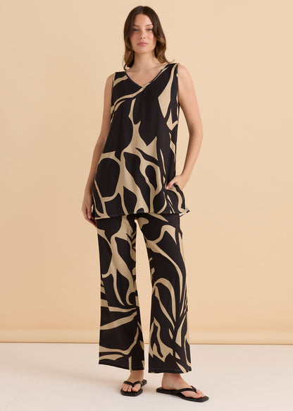 Lana Tunic Tank - Monochrome Floral