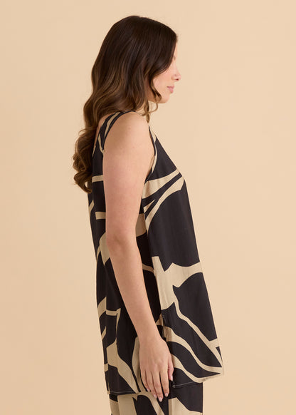 Lana Tunic Tank - Monochrome Floral