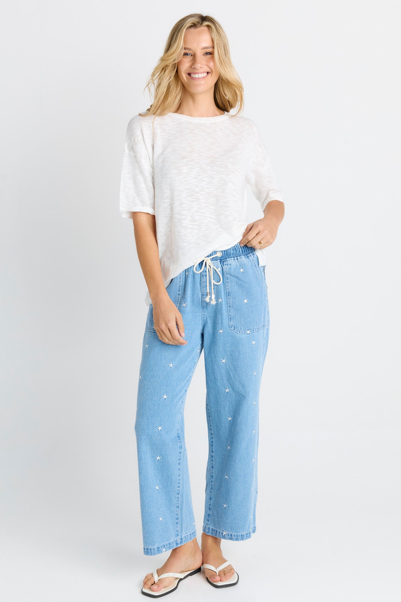 Star Denim Joggers - Blue Denim