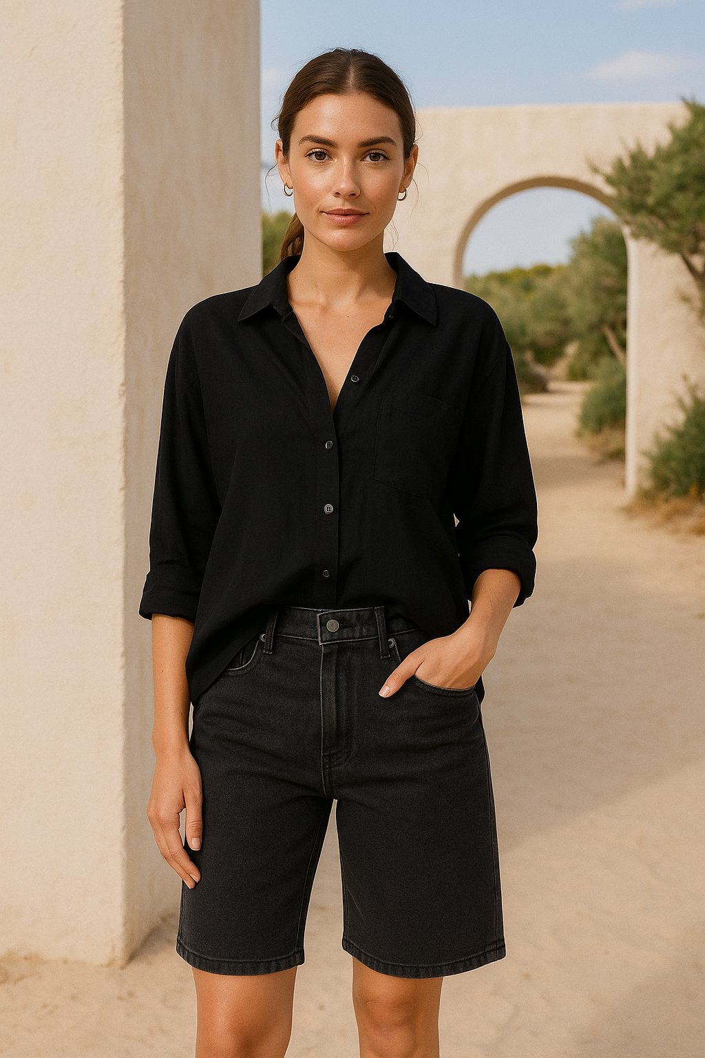 Womens Black Denim Shorts