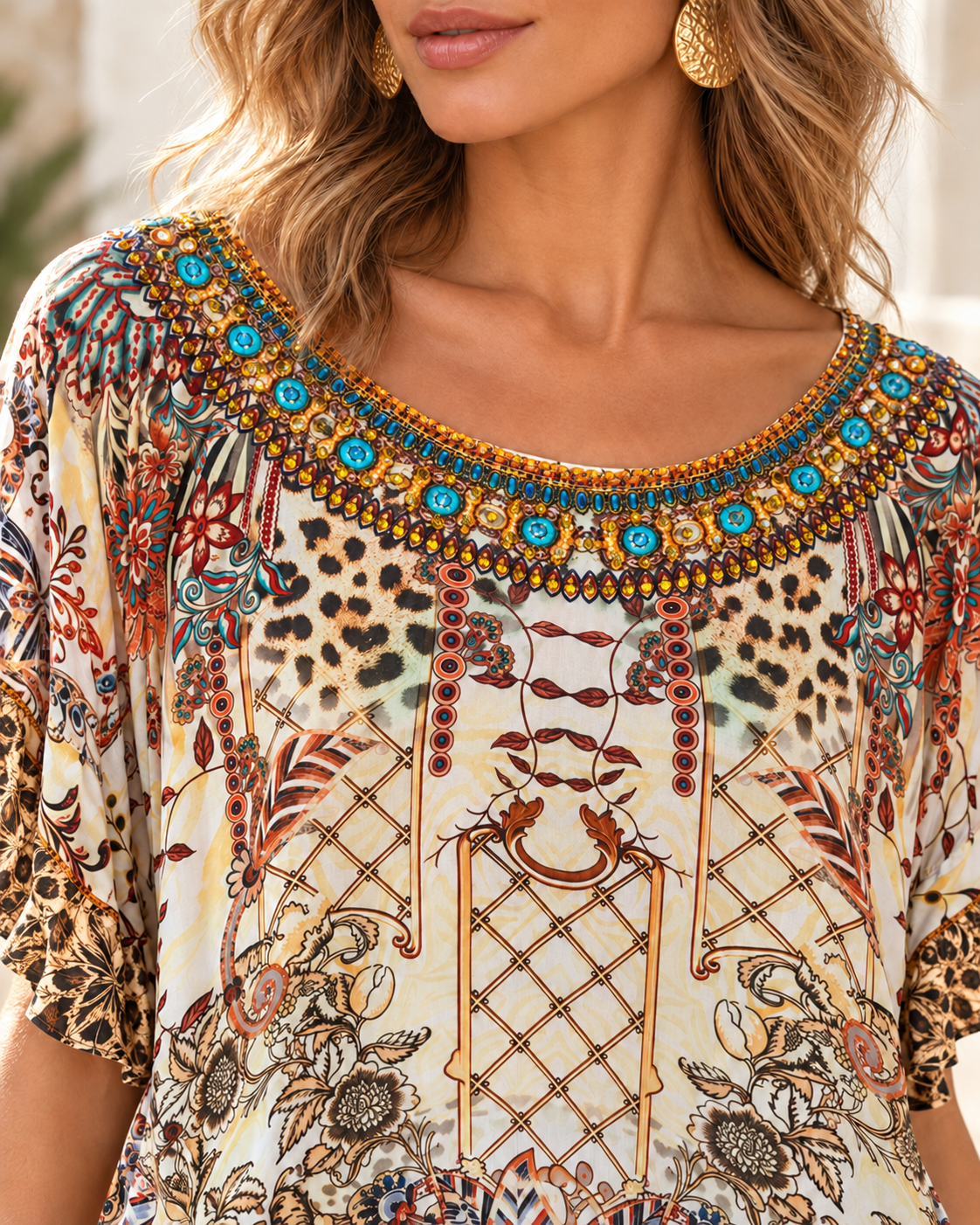 Cancun Top - Beige Leopard