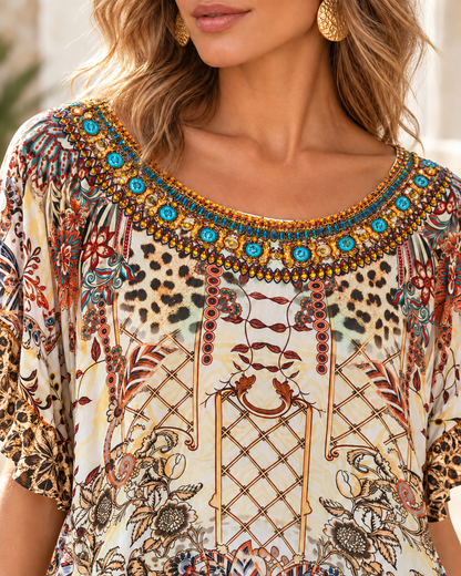 Cancun Top - Beige Leopard