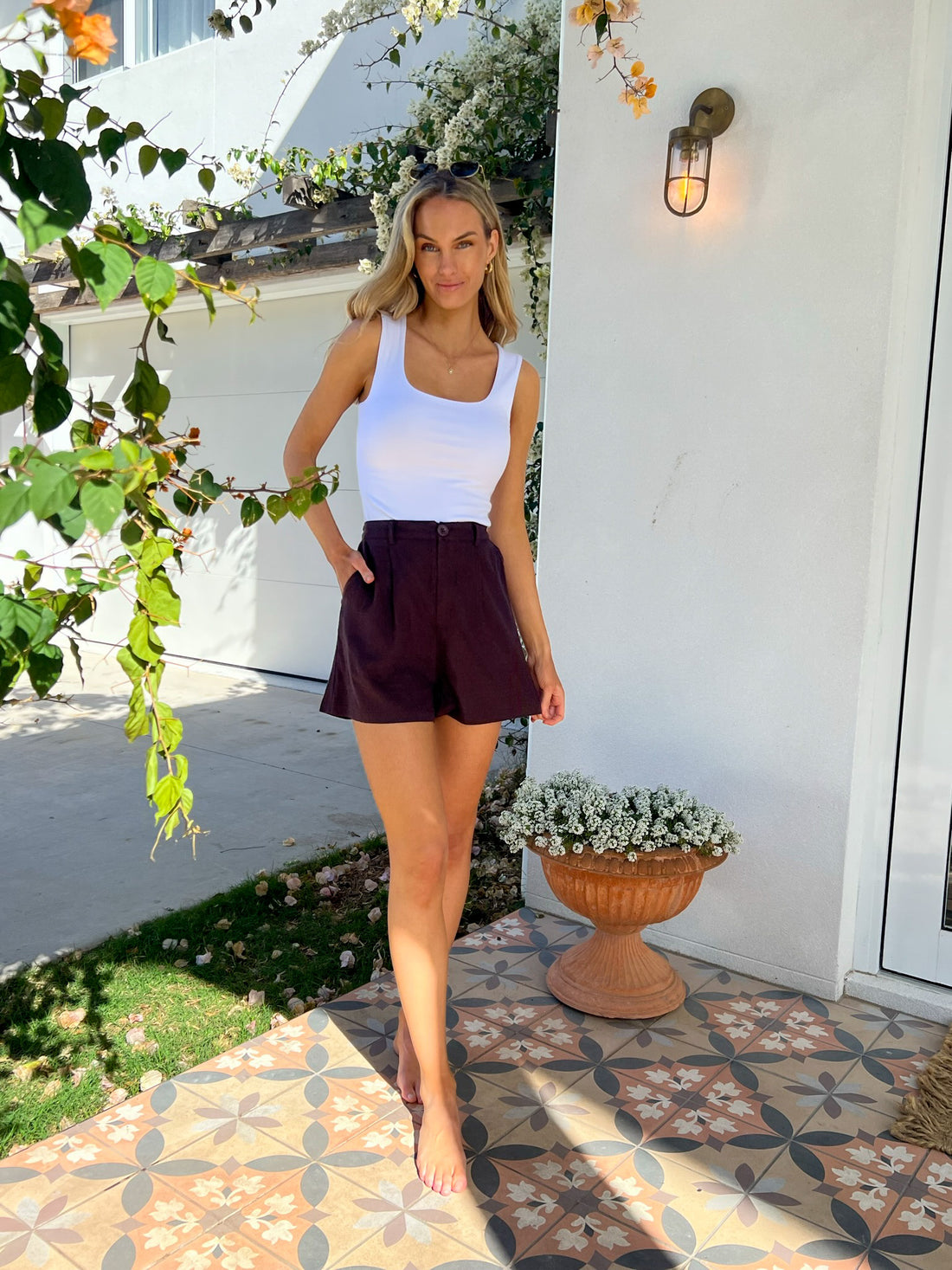 Linen Shorts - Chocolate