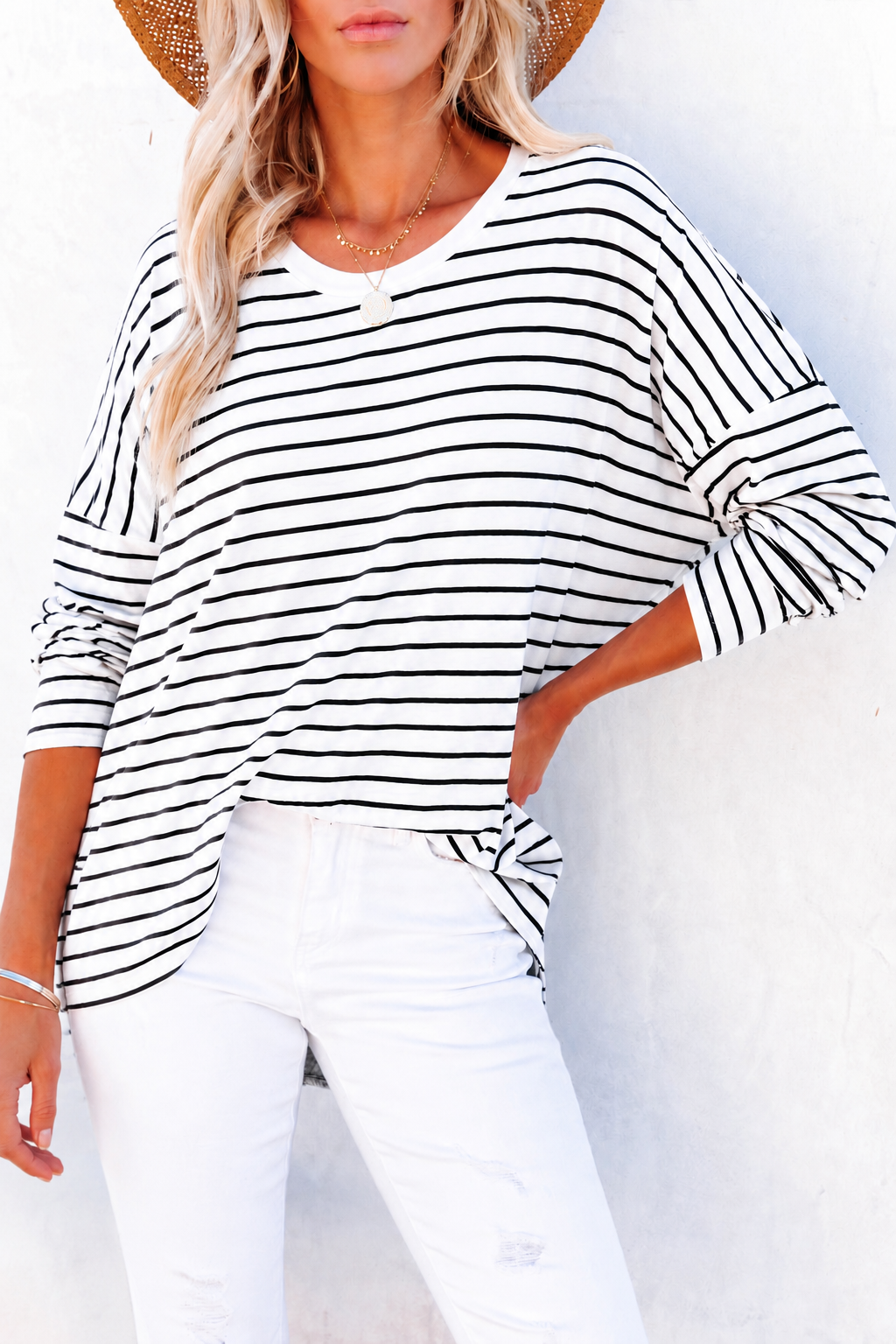 Clemont Bamboo Top - Mono Stripe