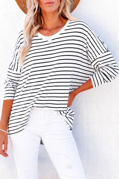Clemont Bamboo Top - Mono Stripe