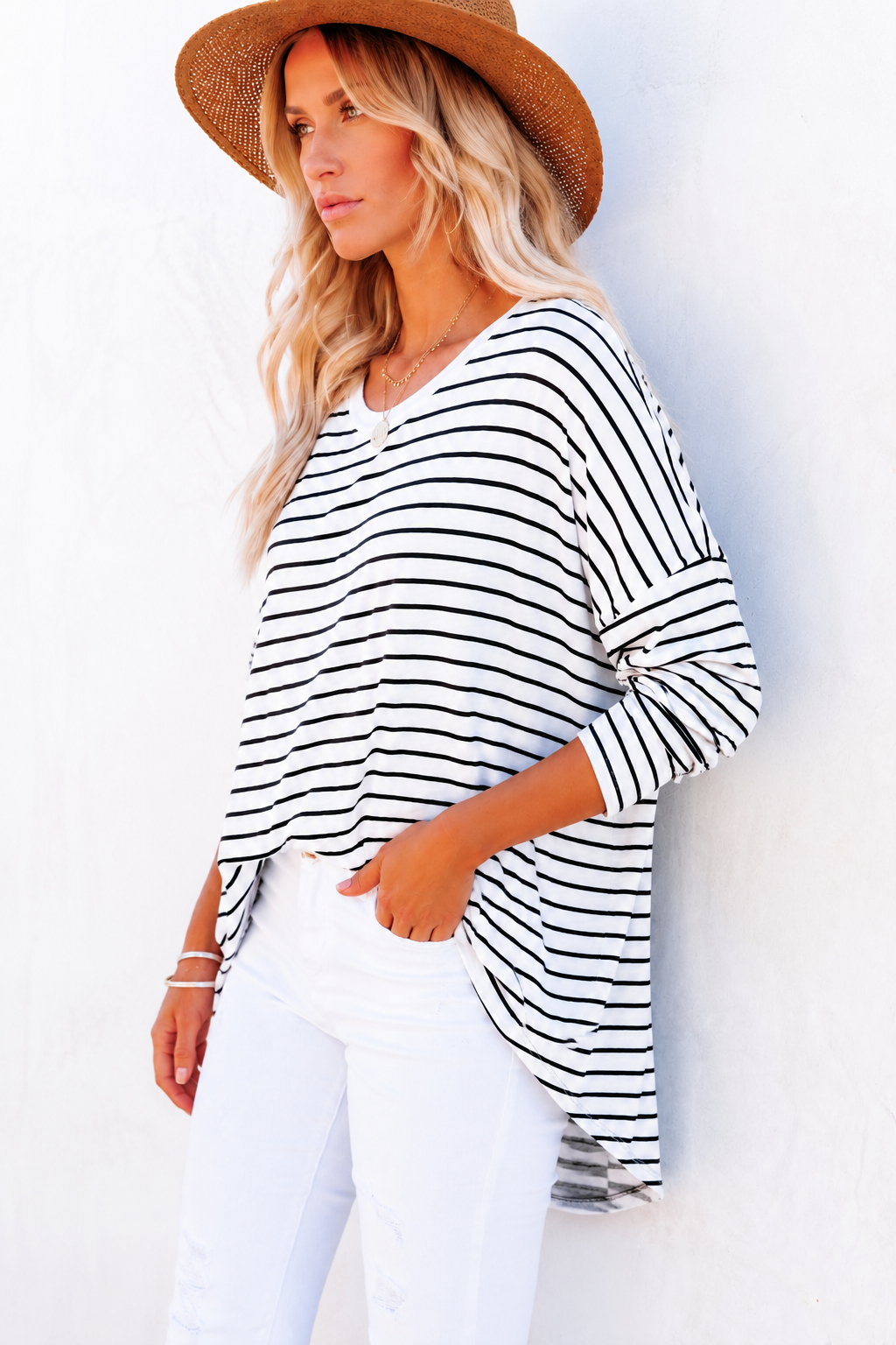 Clemont Bamboo Top - Mono Stripe