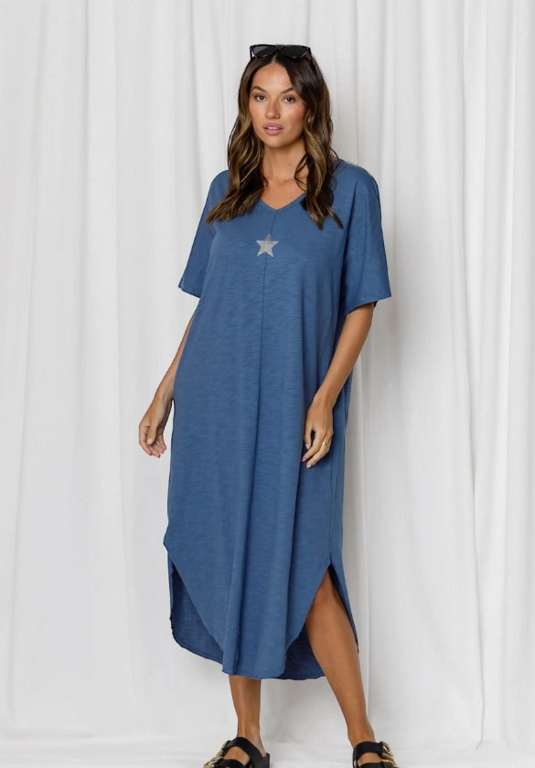 Ella Star Cotton Slub Tee - Denim