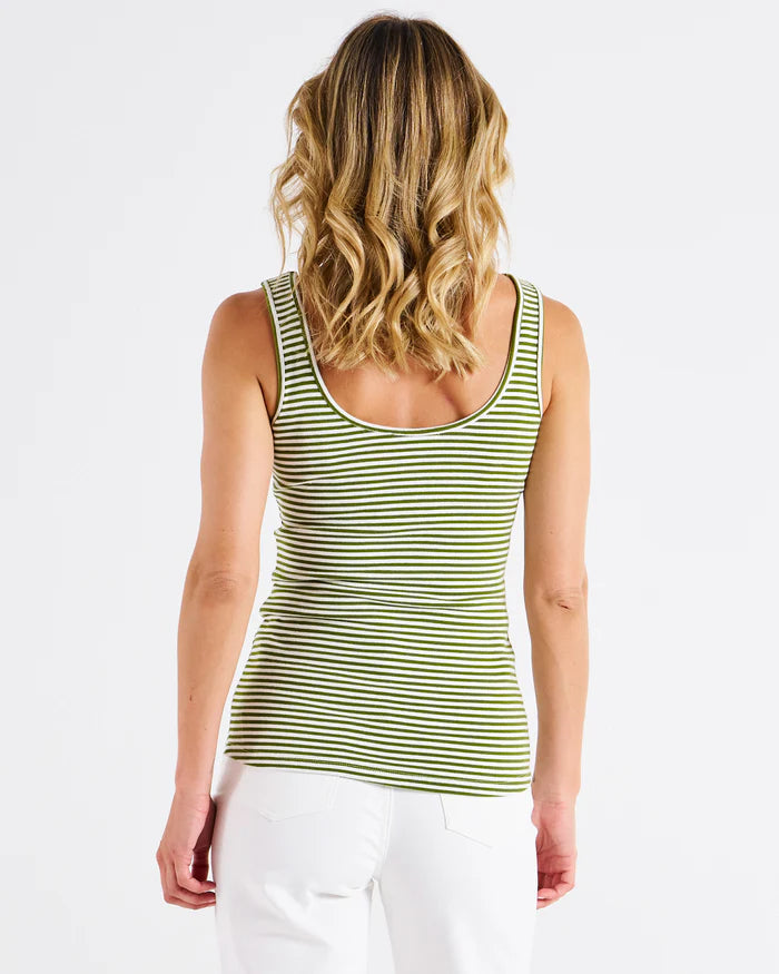 Emma Scoop Tank - Avocado Stripe