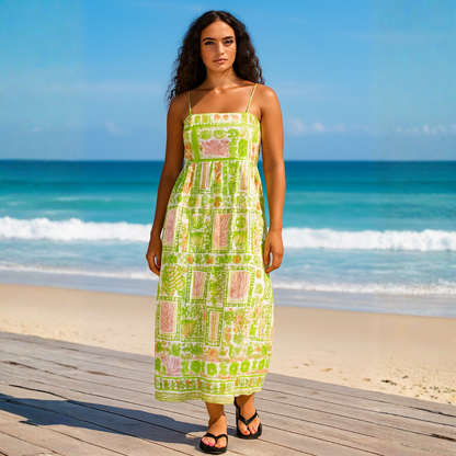 Emmett Maxi Dress - Green Shell Print