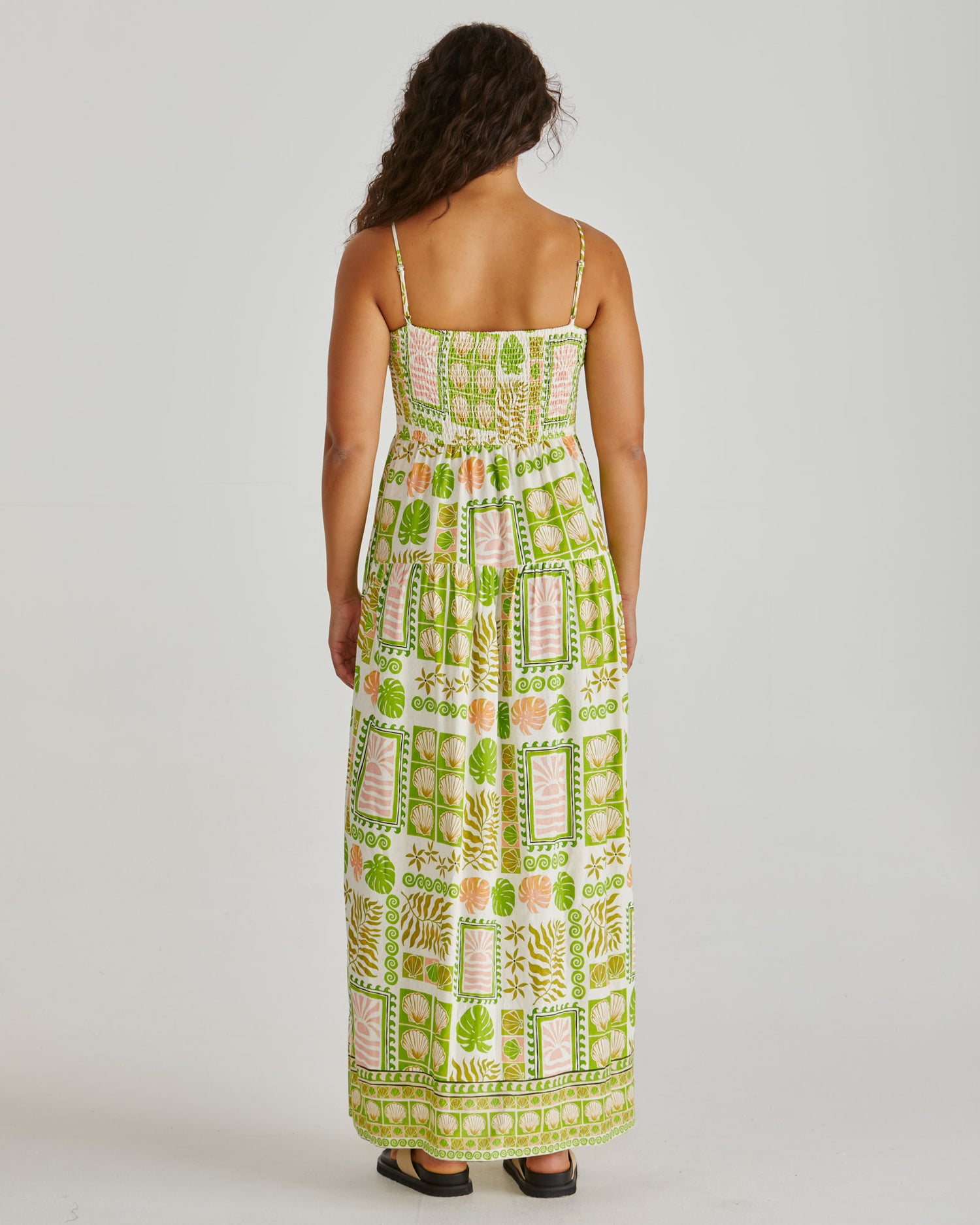 Emmett Maxi Dress - Green Shell Print