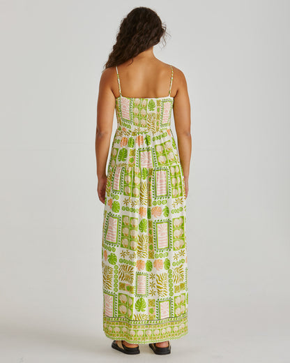 Emmett Maxi Dress - Green Shell Print