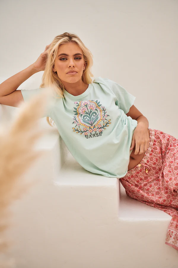 Flora Tee - Aqua
