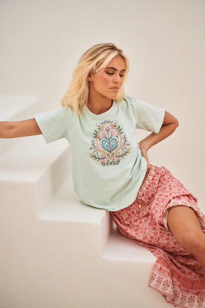 Flora Tee - Aqua
