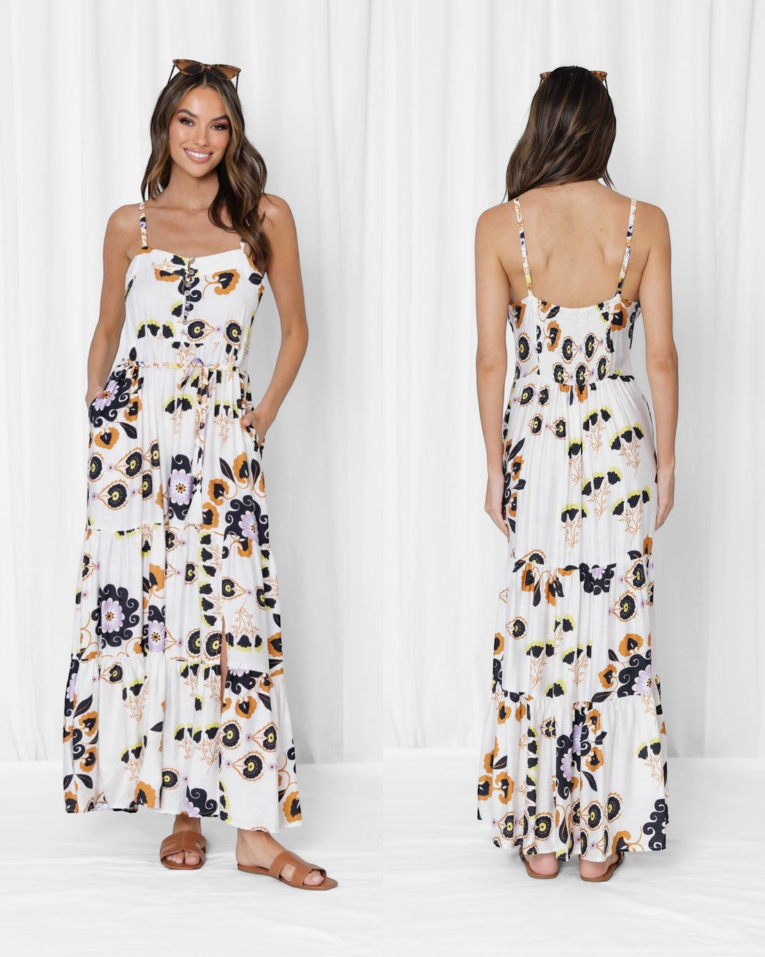 Freya Maxi Dress - white floral