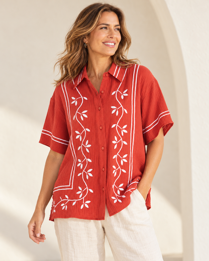 Jayden SS Shirt - Terracotta