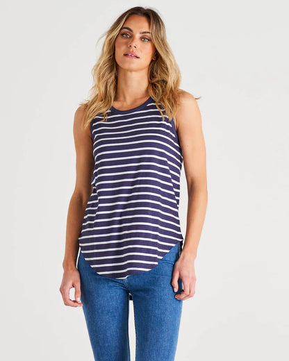 Keira Tank - Dark Blue Stripe