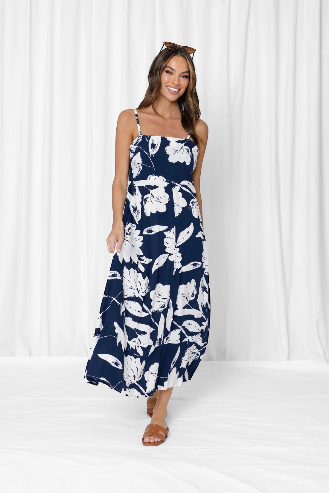 Felicity Floral Maxi Dress - Navy