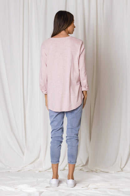 Billie Sequin Long Sleeve Tee - Blush