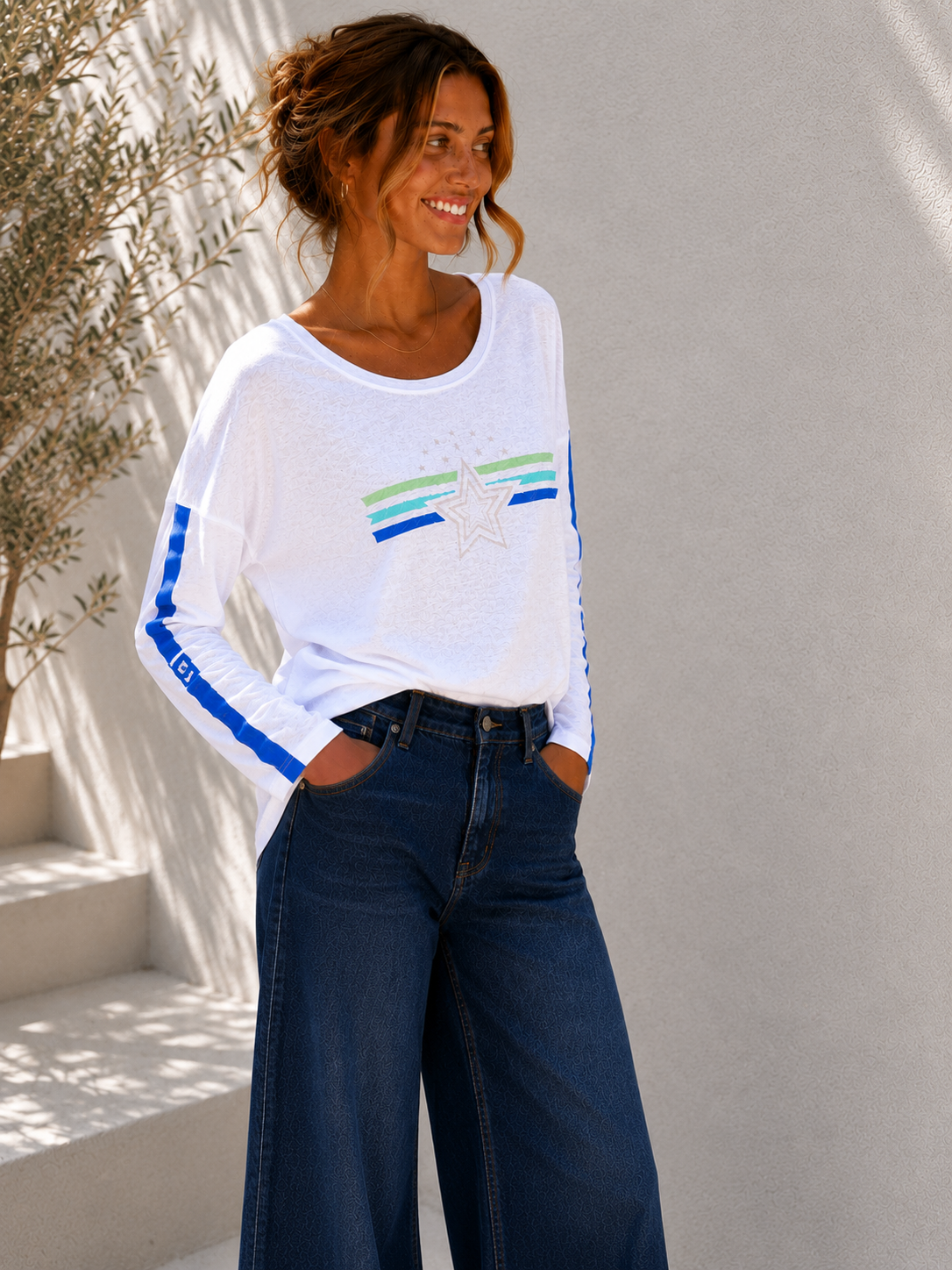 Layla Long Sleeve Tee - NYC Stars