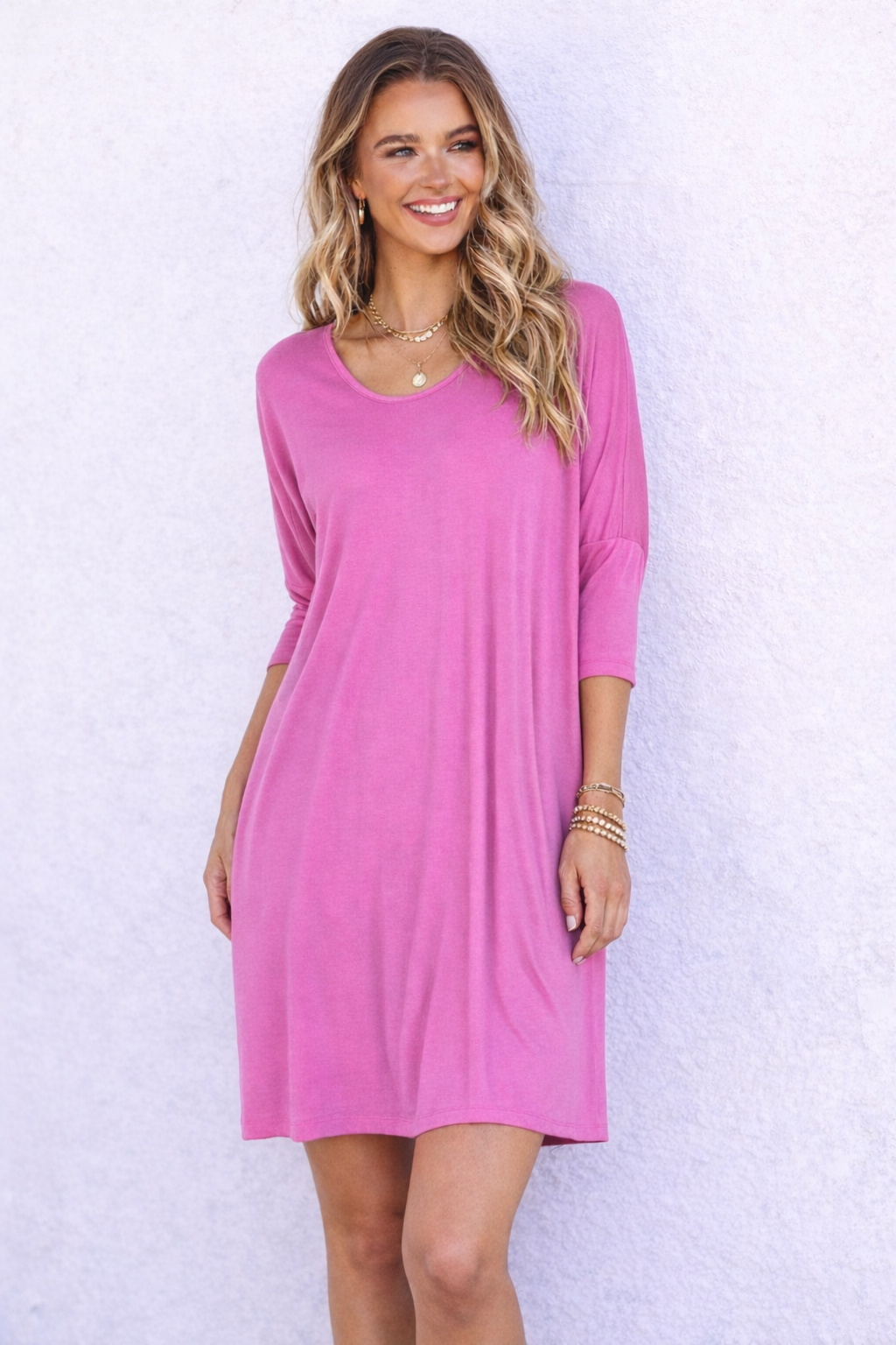 Lucia T-Shirt Dress - Winter Pink