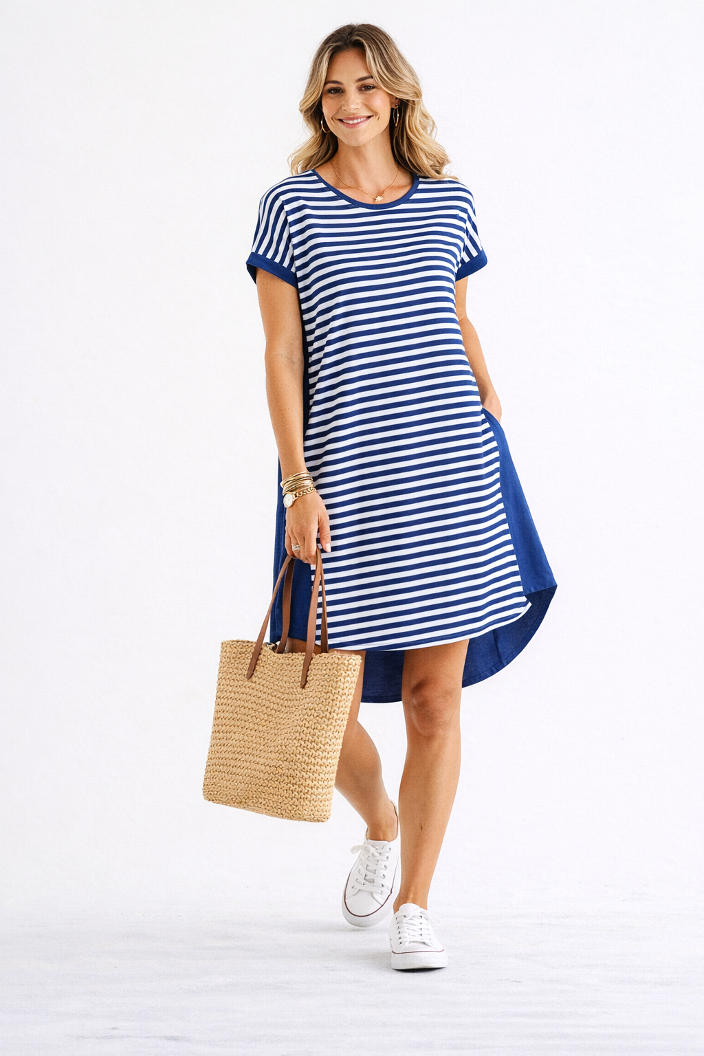 Maxine TShirt Dress - Ocean Stripe