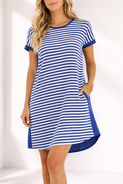 Maxine TShirt Dress - Ocean Stripe