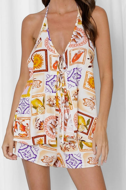 Positano Tie Shorts – Melon Print