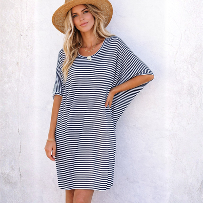 Maui Dress - Navy Blue/ White Stripe
