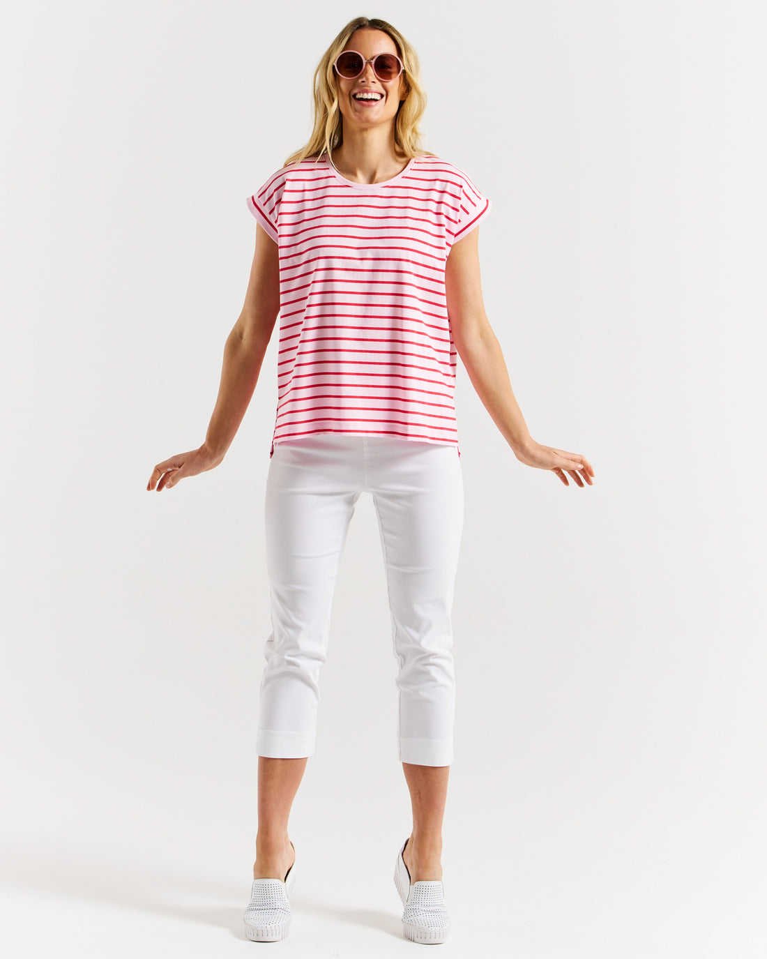 Michaela Top - Cherry Blossom Stripe