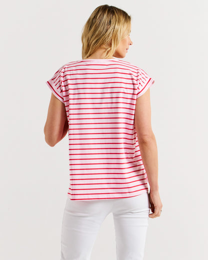 Michaela Top - Cherry Blossom Stripe