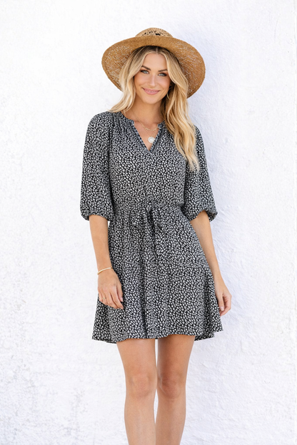 Nicolette Puff Sleeve Dress - Animal Print