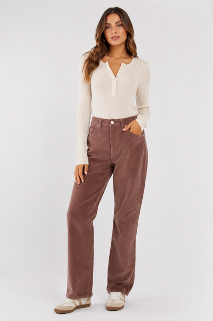 Parco Cord Straight Jean - Mushroom Brown