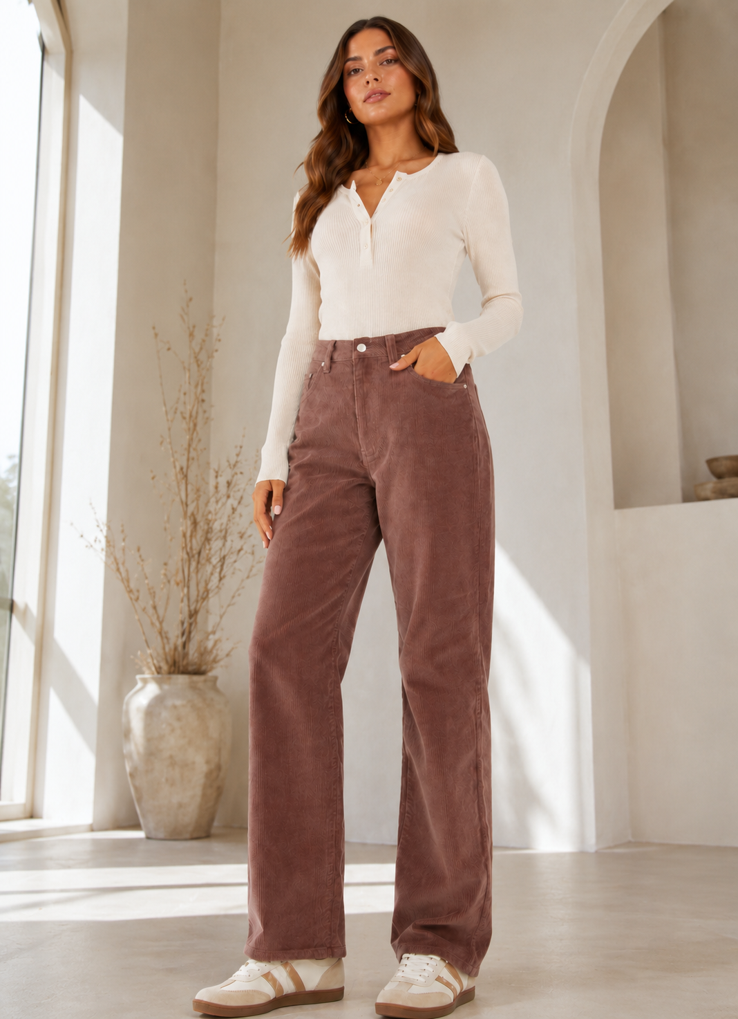 Parco Cord Straight Jean - Mushroom Brown