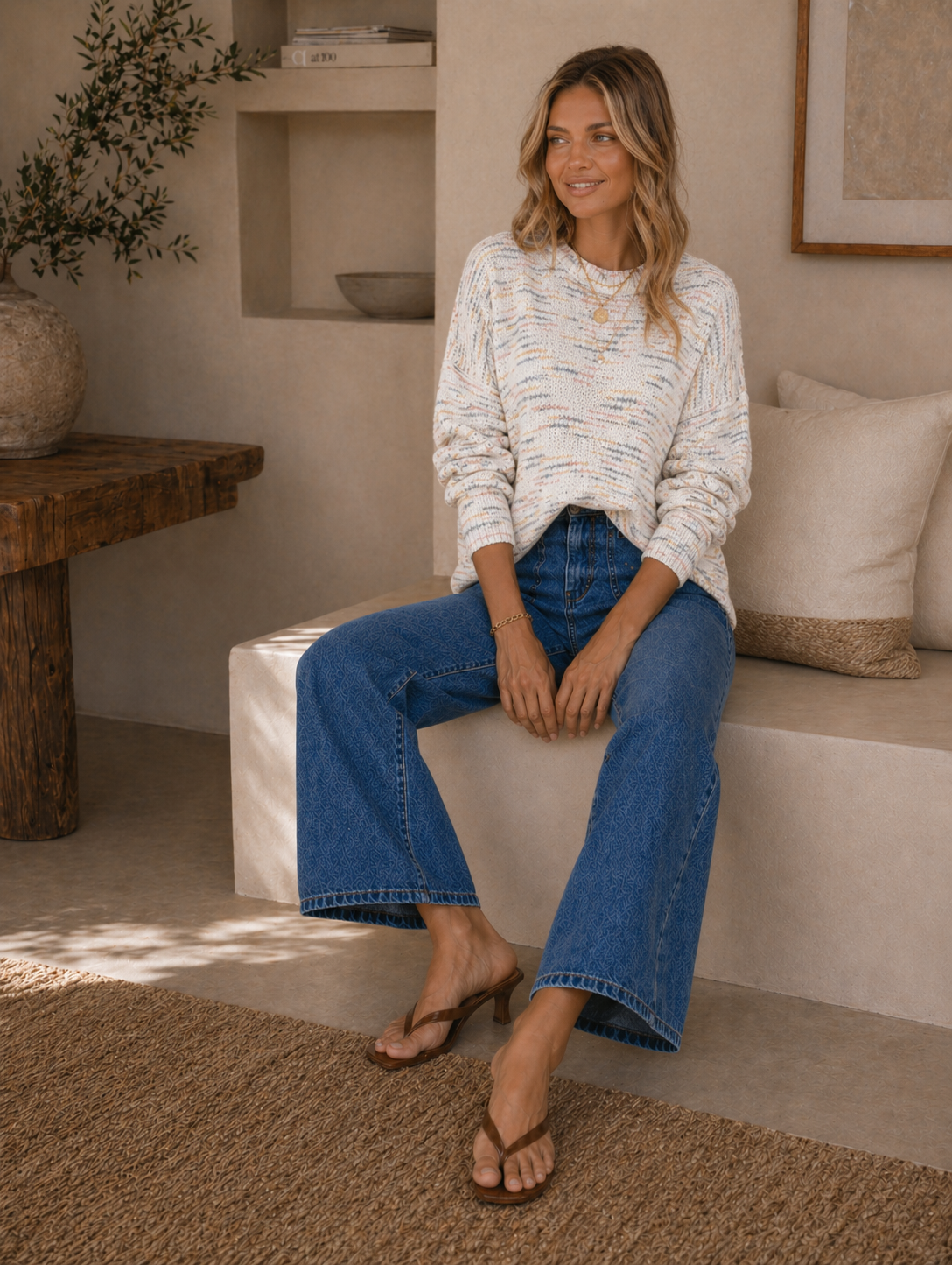 Pepper Oversized Jumper - Rainbow Marle