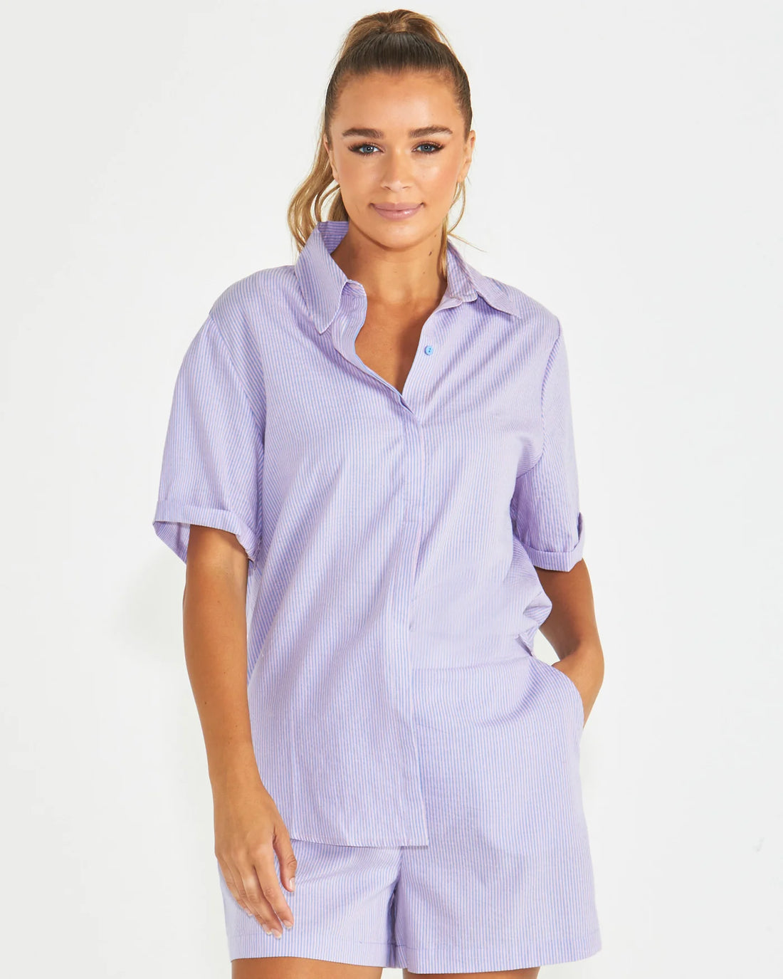 Phillipa Shirt - Blue/Pink Stripe