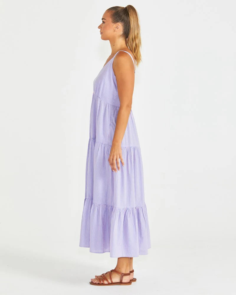 Phillipa Tiered Maxi Dress - Pink/Blue Gingham