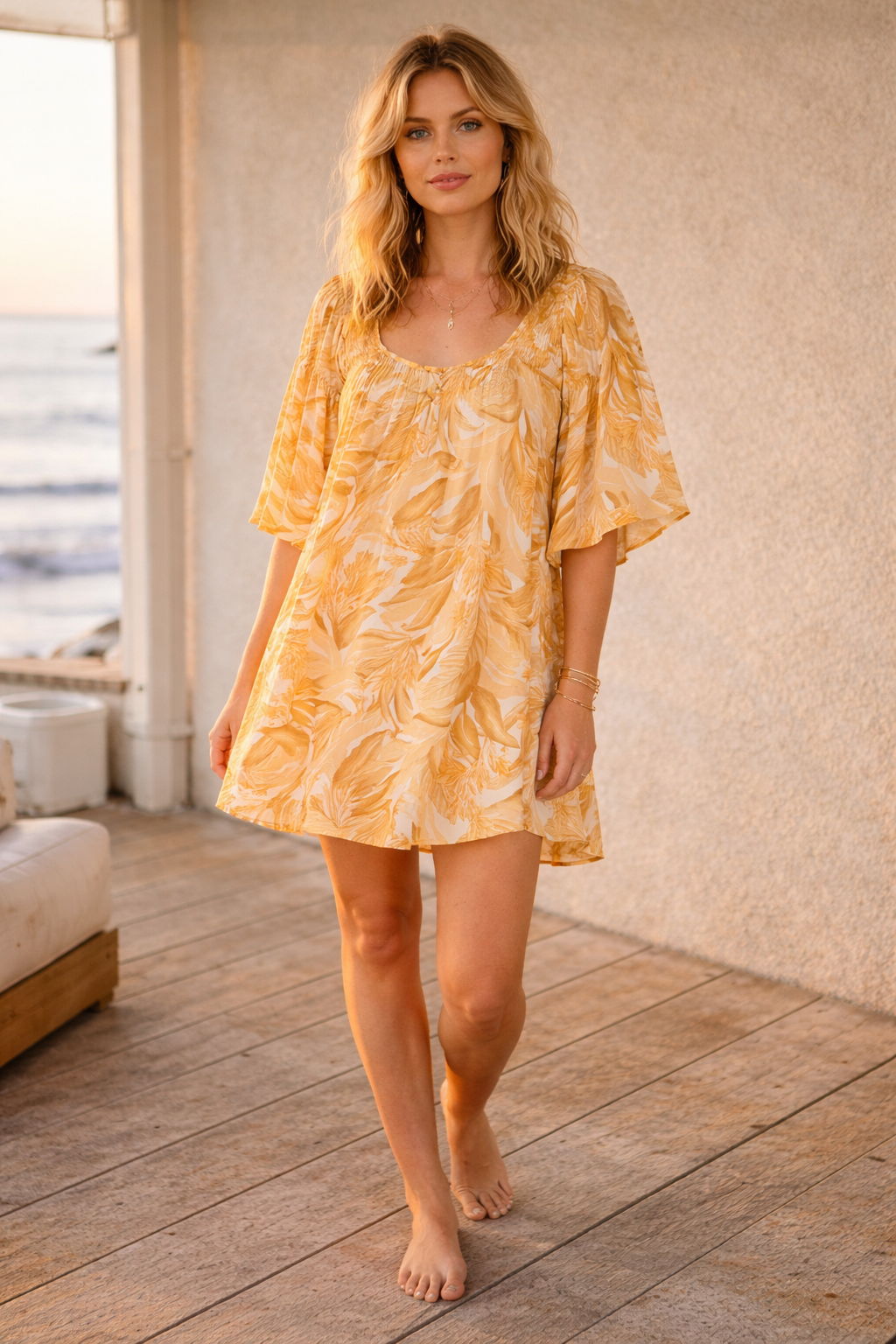 Portia Smock Mini Dress - Palm Springs