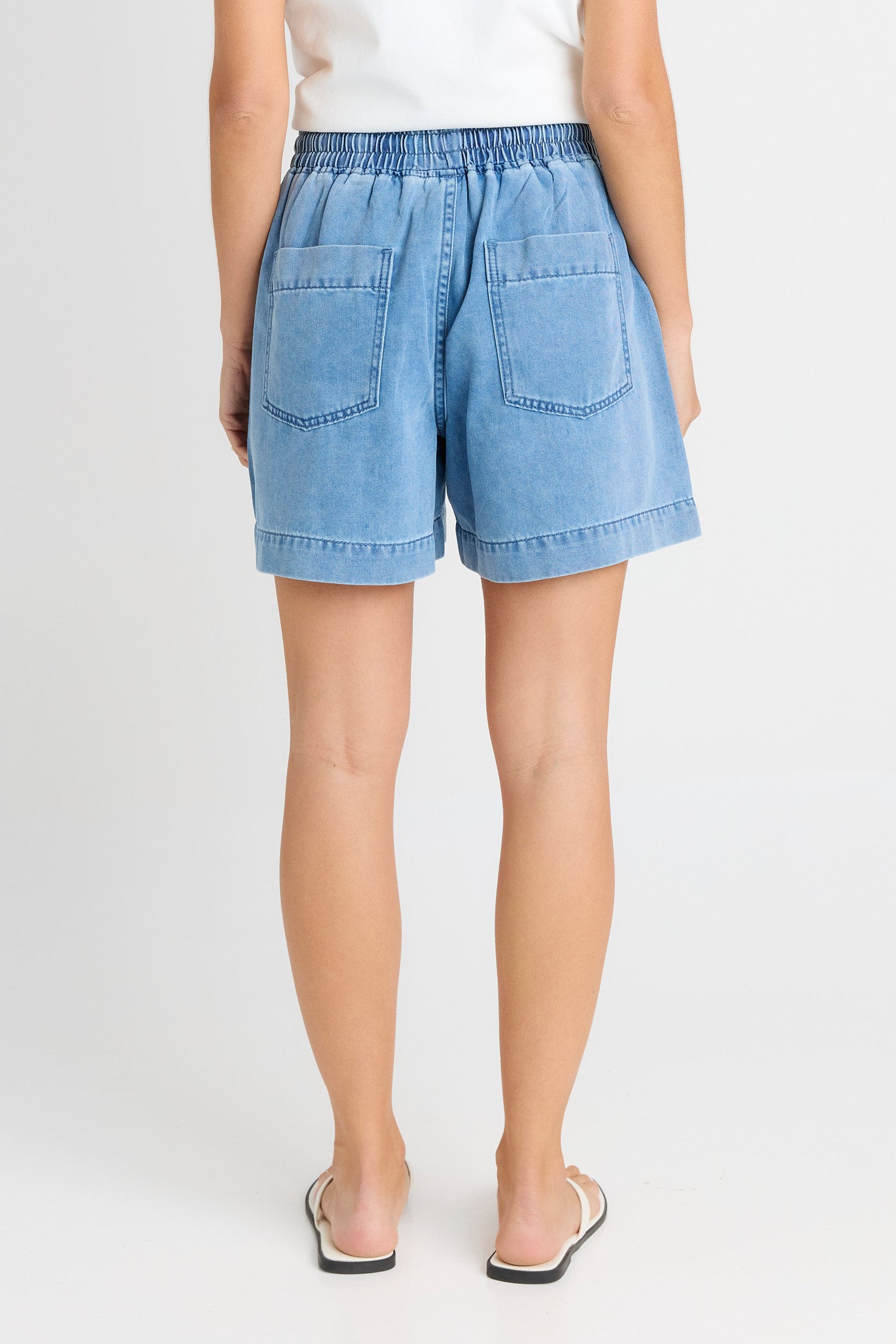 Quinn Cotton Shorts - Medium Blue Denim