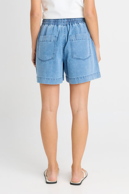 Quinn Cotton Shorts - Medium Blue Denim
