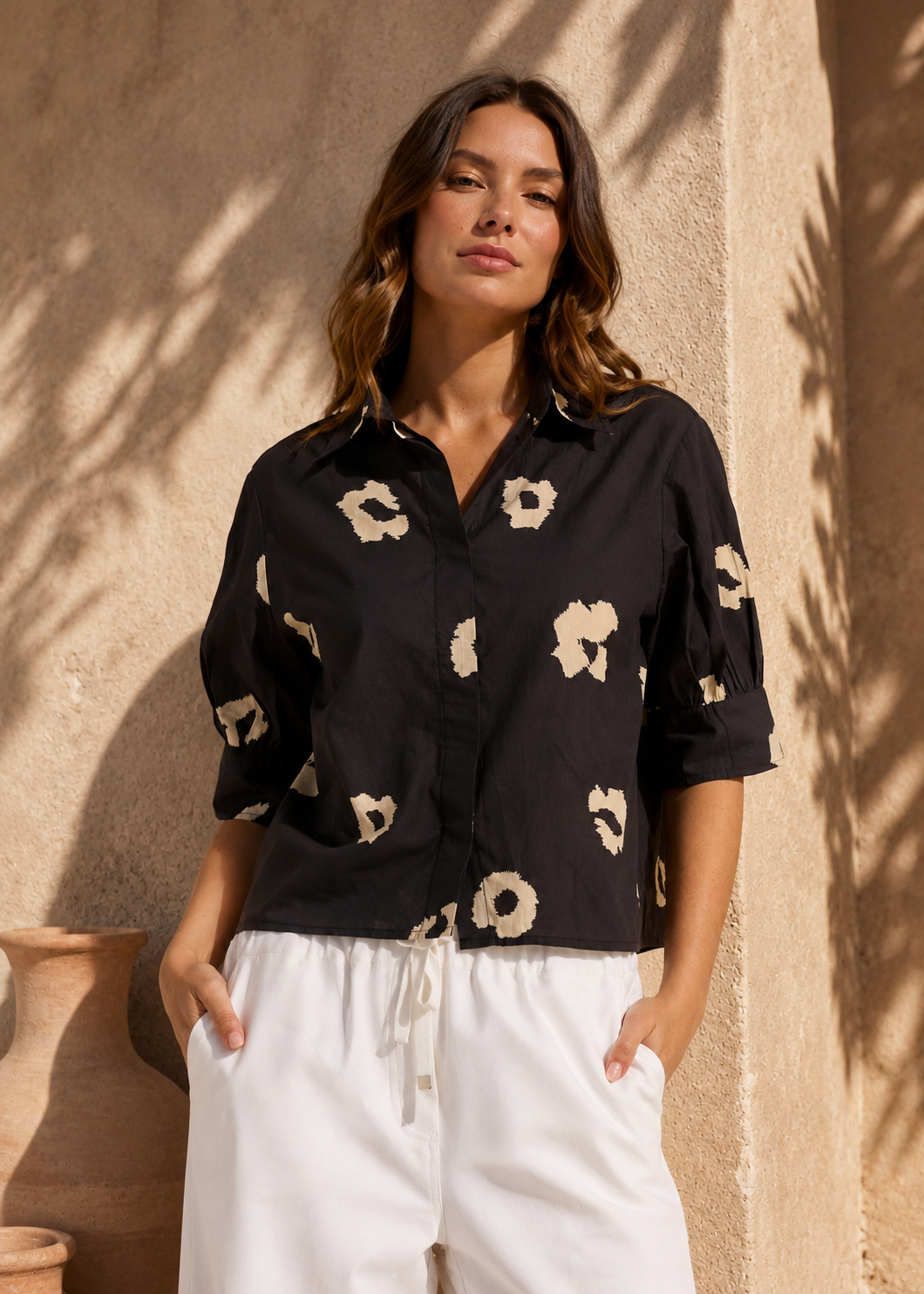 Reagan Poplin Shirt - Leopard Print