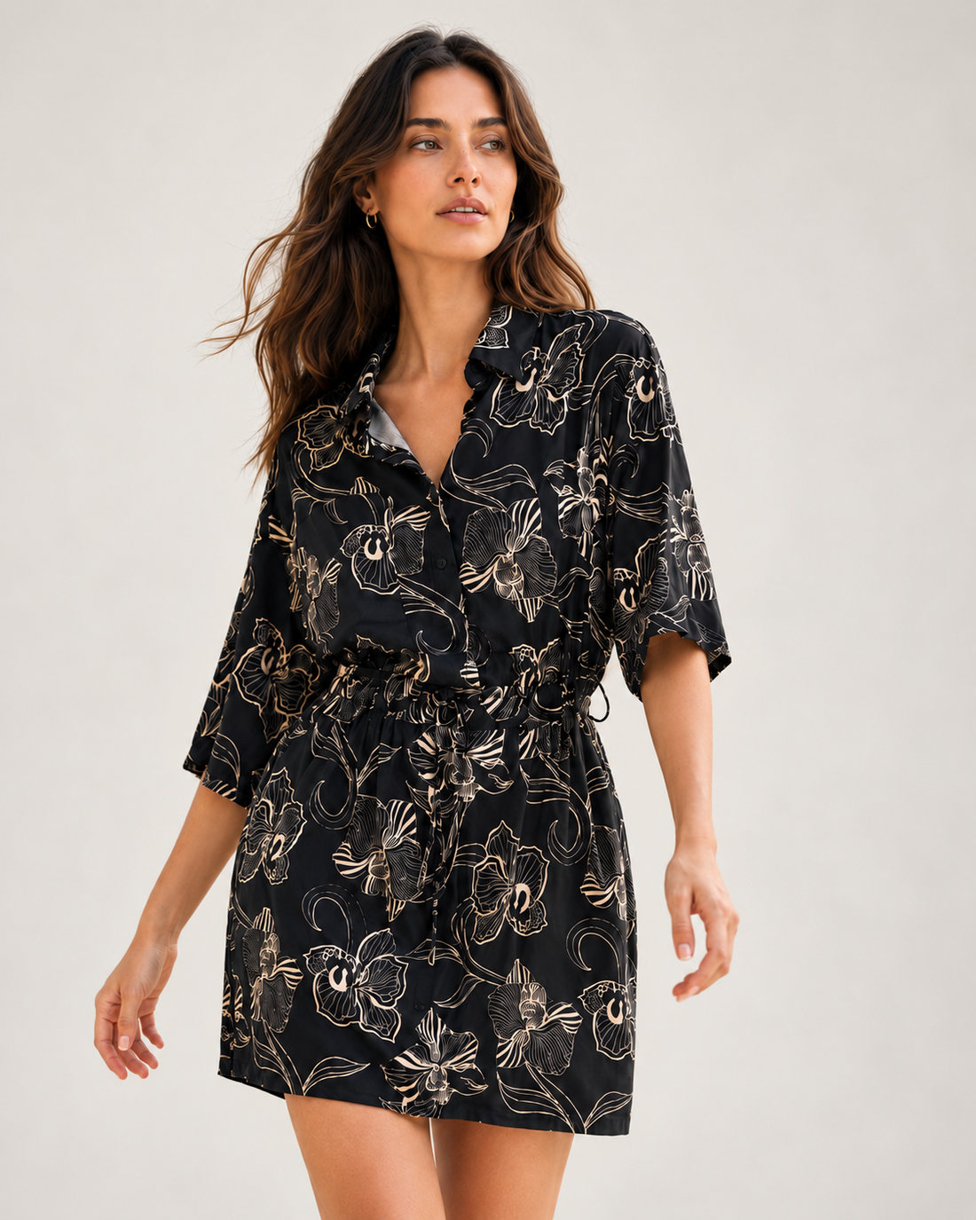 Rudi Shirt Dress - Snap Dragon Black
