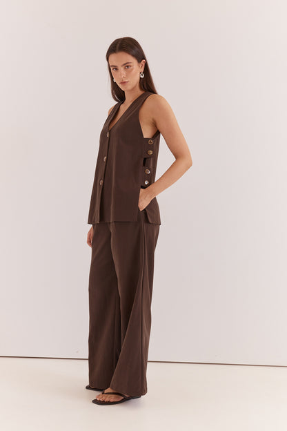 Nevra Side Panel Vest - Chocolate