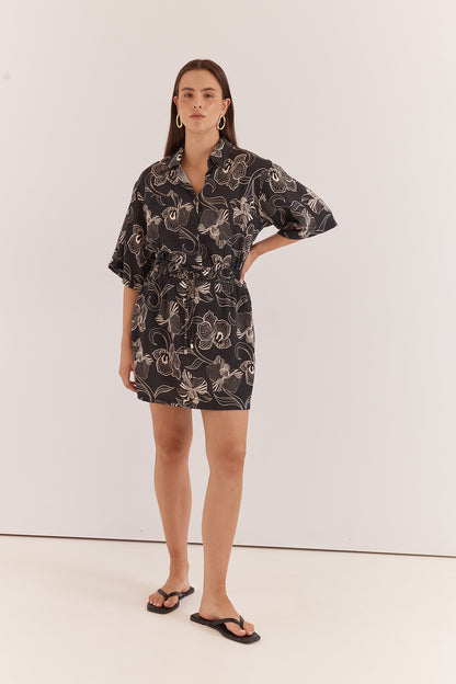 Rudi Shirt Dress - Snap Dragon Black