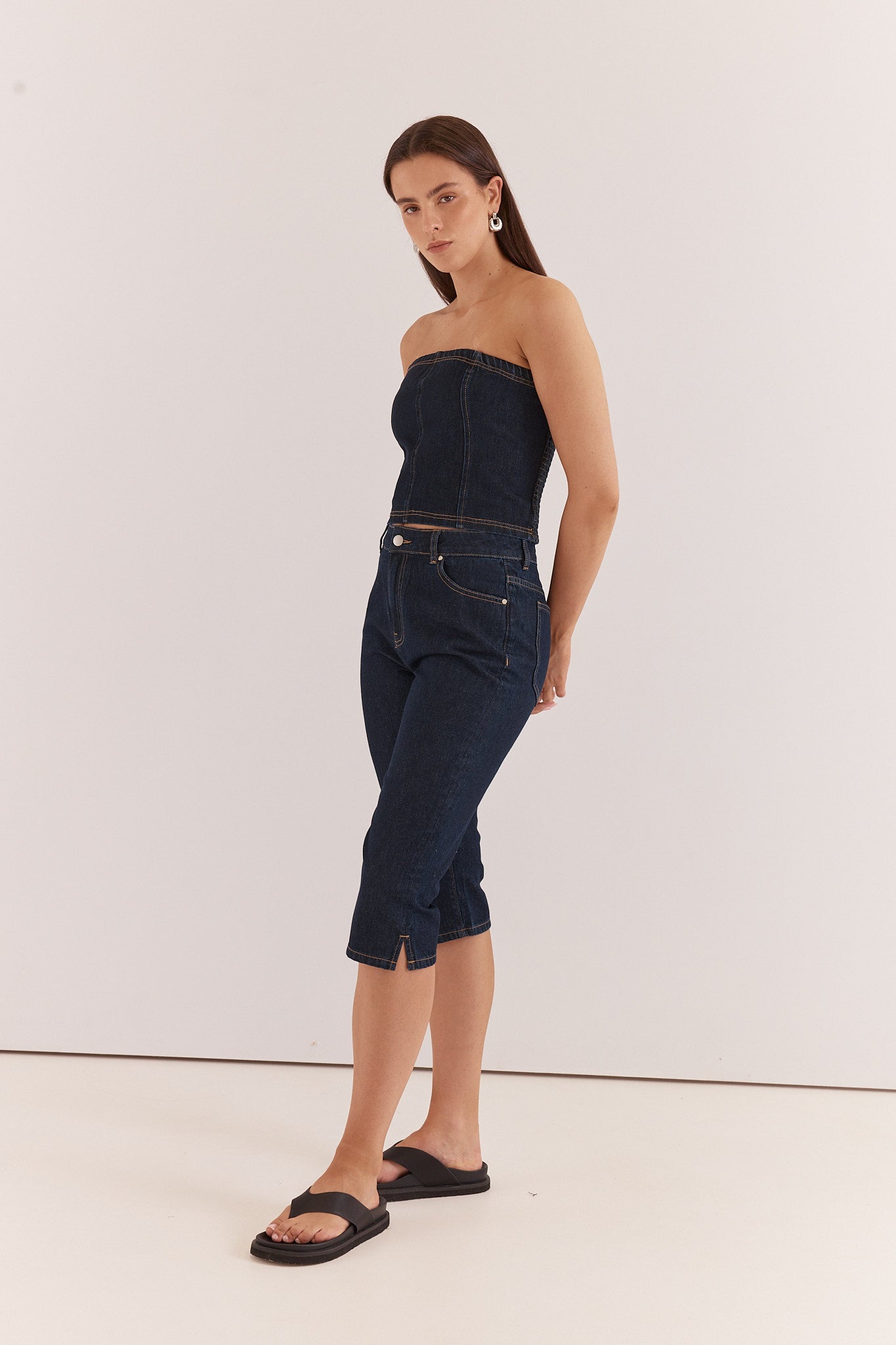 Lela Denim Pedal Pushers - Rinse Wash