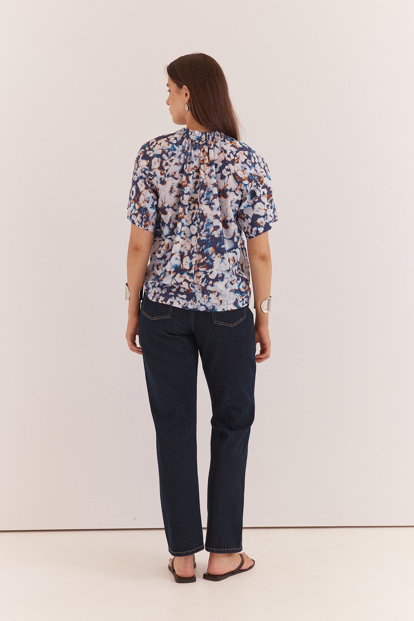 Anika Frill Neck Blouse - Violet Floral