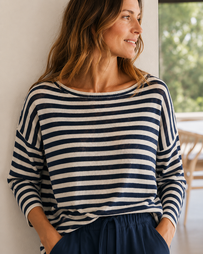 Saffron Knit - Navy Stripe